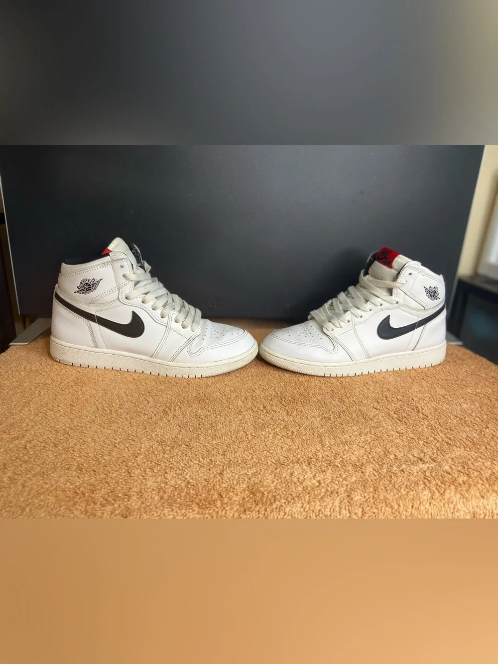 Nike Air Jordan 1 High Top Sneakers - White with Black Swoosh